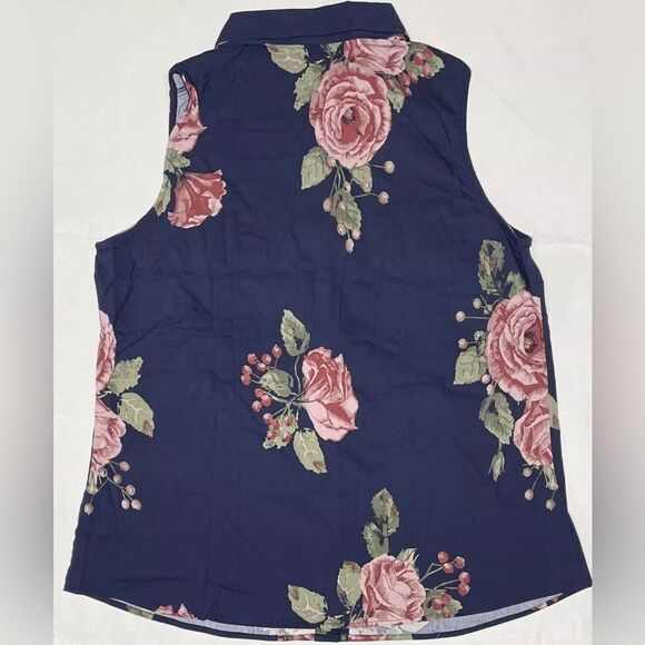 NWT LulaRoe Plus Size Snap Tank “Roxanne” Blue Floral Print Vest - Size 3XL - Picture 3 of 4